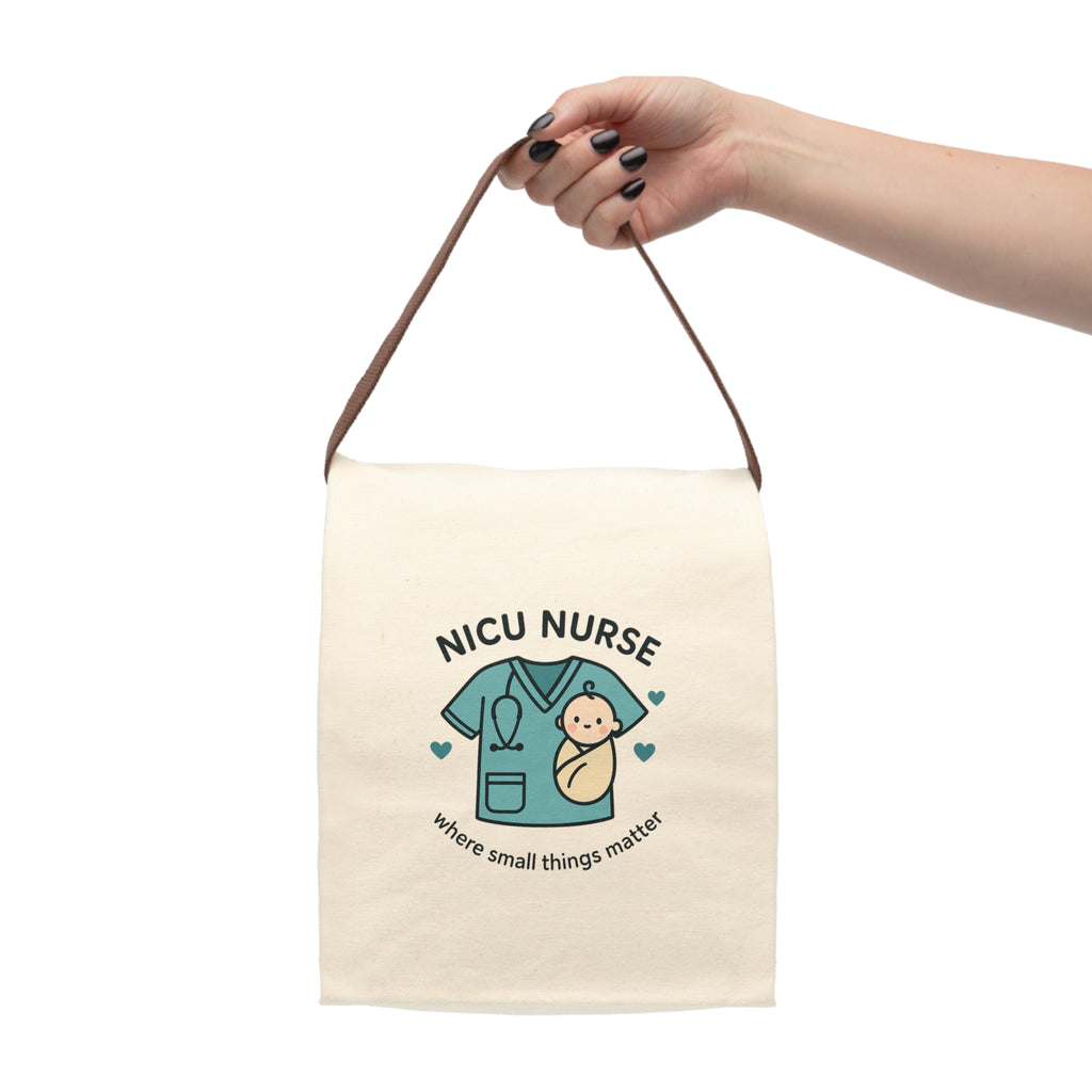 NICU Nurse Canvas Lunch Bag with Strap, Perfect Gift for Healthcare Workers, Cute Lunch Tote, Nurse Appreciation, Medical Bag