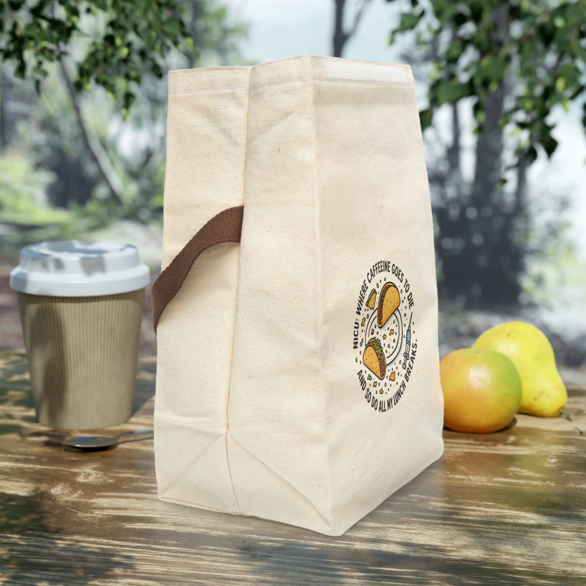 NICU Nurse Lunch Bag – “Where Caffeine Goes to Die” | Funny Canvas Gift for Nurses & Medical Staf