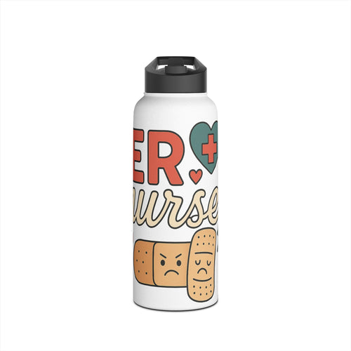 E.R. Nurse Appreciation Water Bottle, Funny Gift for Healthcare Workers, Motivational Hydration, Caregiver Present, Nurse Life Essentials
