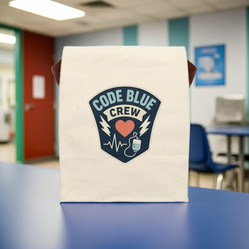 Code Blue Crew Canvas Lunch Bag – Funny ER Nurse Gift for ICU, Paramedics & First Responders